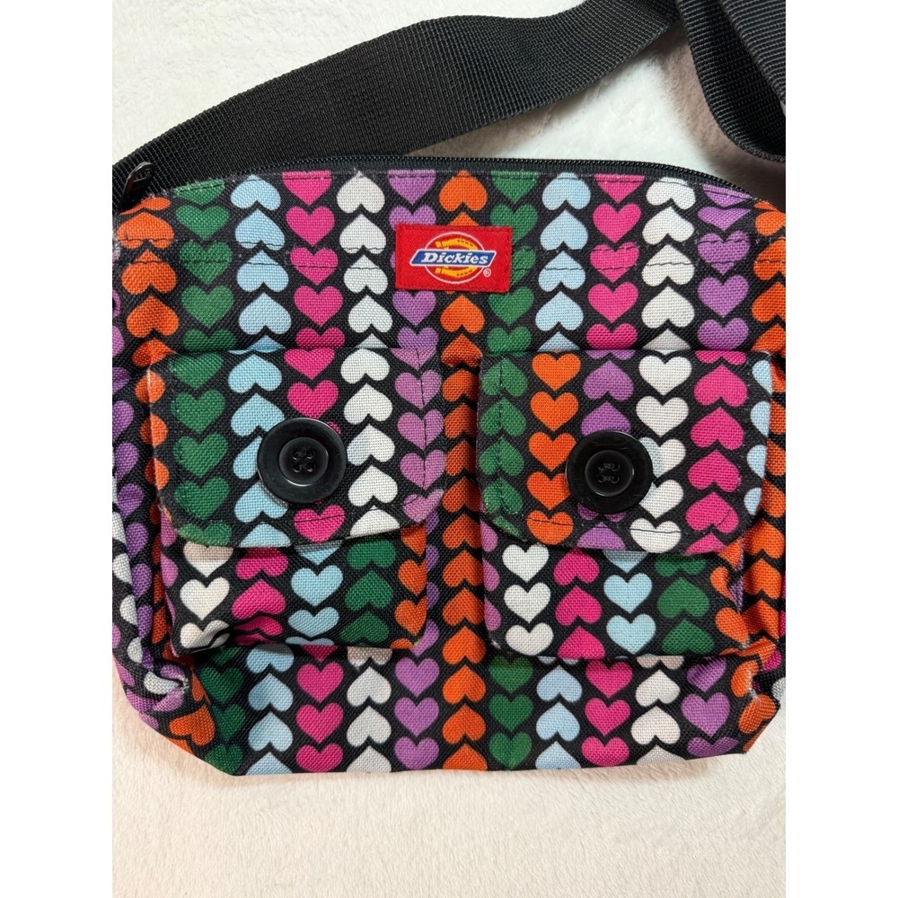 Dickies Yak‎ Pak Mini Messenger Bag Multi Color Rainbow Heart Print Crossbody